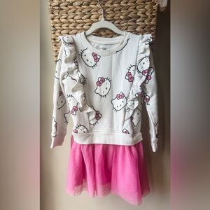 Sanrio White and Pink Hello Kitty Sweatshirt Tulle Dress